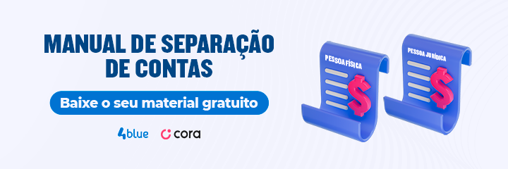 Imagem com fundo branco e o texto em azul, escrito Manual de Separação de Contas, baixe o seu material gratuito para aprender como separar as finanças